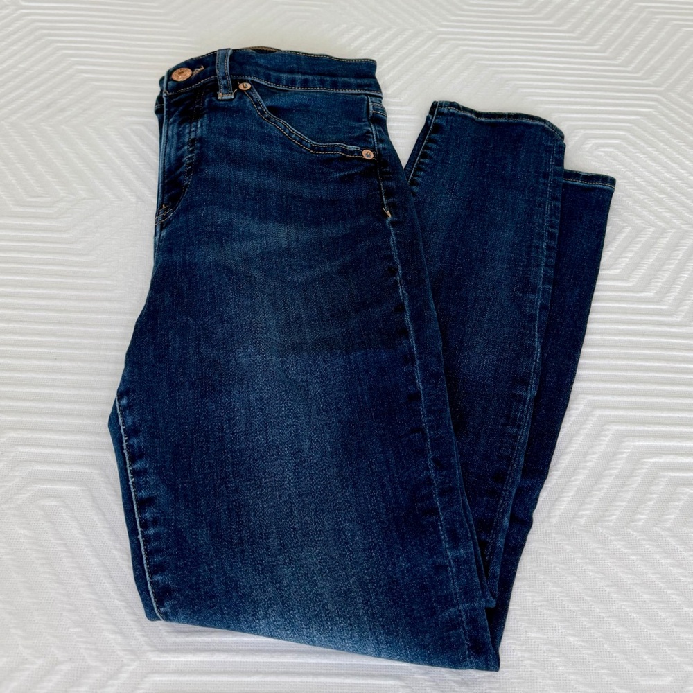 Express Skinny Mid Rise Jeans | 8 Short | Dark Wash